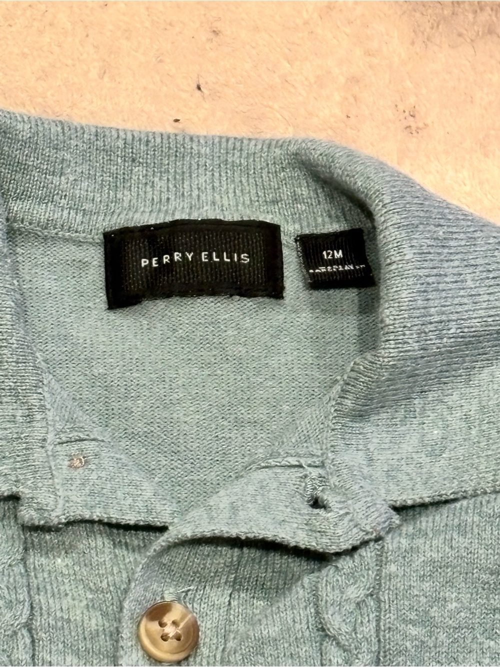 🎉 (12m) Perry Ellis Toddler Boy 2 PC Set - Cable Knit Button Down Shirt + Khakis - Picture 6 of 6
